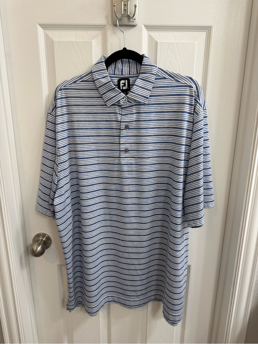 FootJoy Men's Blue & White Striped Polo Shirt 2023/24 Season